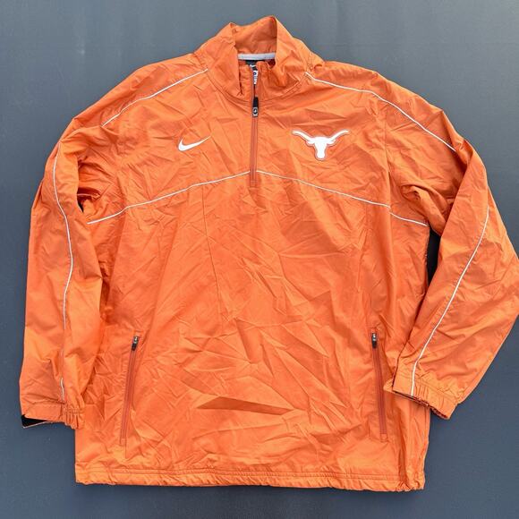 Texas Longhorns Nike Men’s Medium Orange Windbreaker 1/4 Zip Pullover Zip Pocket